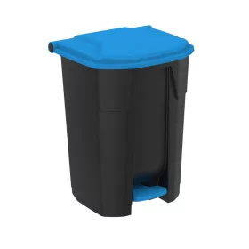   Uctem szelektív hulladékgyűjtő konténer, műanyag, pedálos, fekete/kék 50L