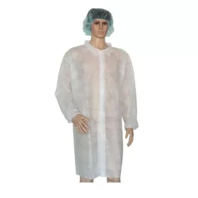   Látogató köpeny egyszerhasználatos PP zipzáros fehér 110x75cm, 24g, XL