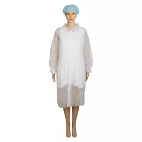   Látogató köpeny egyszerhasználatos PP patentos fehér 110x75cm, 42g, XL
