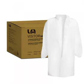   Látogató köpeny egyszerhasználatos PP tépőzáras fehér 110x135cm, 28g, L